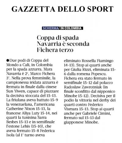 Gazzetta Dello Sport: GP FIE CALI