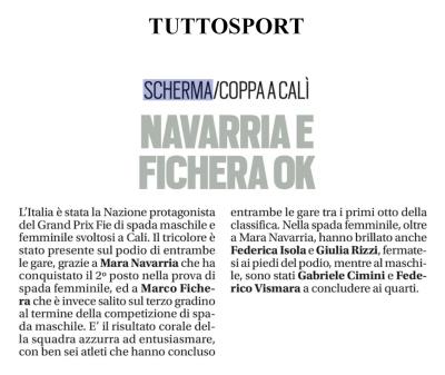 Tuttosport: GP FIE CALI